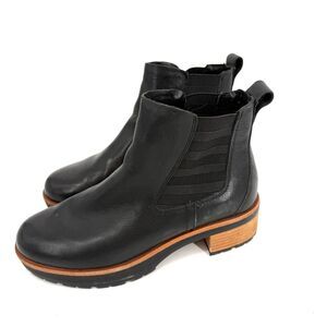 Kork Ease Waylin Black Leather Chunky Heel Boots Bootie Women's Size 8 M